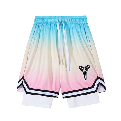 YiSiDa Star Player Embroidered Double Layer Fake Two-Layer Liner Quick-Dry Running Fitness Sport Shorts Minimum order: 1000 pieces