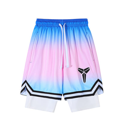 YiSiDa Star Player Embroidered Double Layer Fake Two-Layer Liner Quick-Dry Running Fitness Sport Shorts Minimum order: 1000 pieces