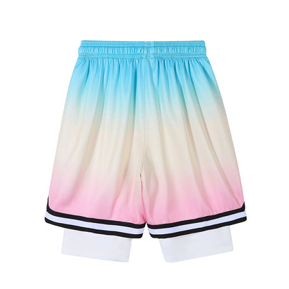 YiSiDa Star Player Embroidered Double Layer Fake Two-Layer Liner Quick-Dry Running Fitness Sport Shorts Minimum order: 1000 pieces