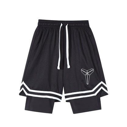 YiSiDa Star Player Embroidered Double Layer Fake Two-Layer Liner Quick-Dry Running Fitness Sport Shorts Minimum order: 1000 pieces