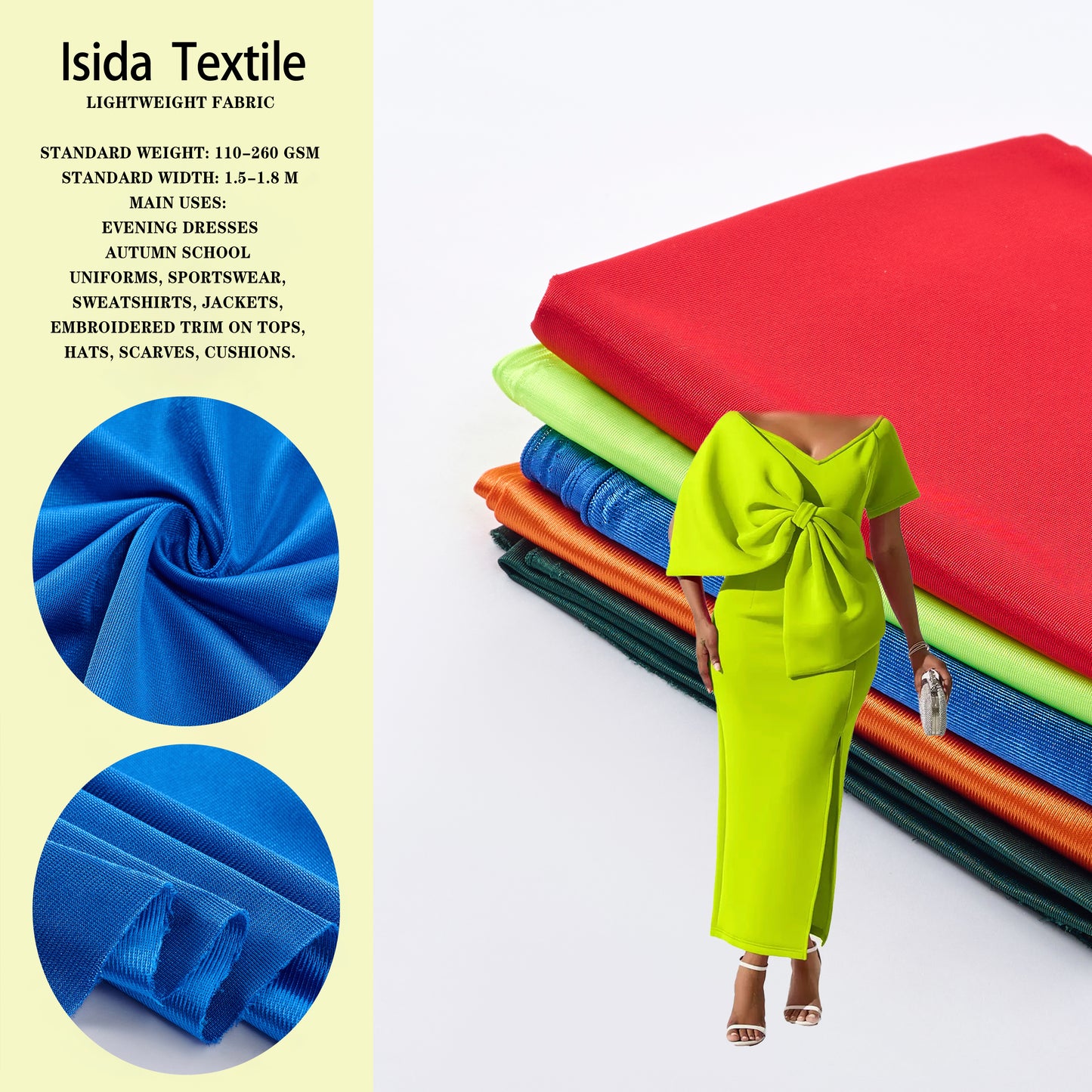 YiSiDa High Elasticity Clothing Fabrics Glossy Fabrics Minimum order: 500kg per single color